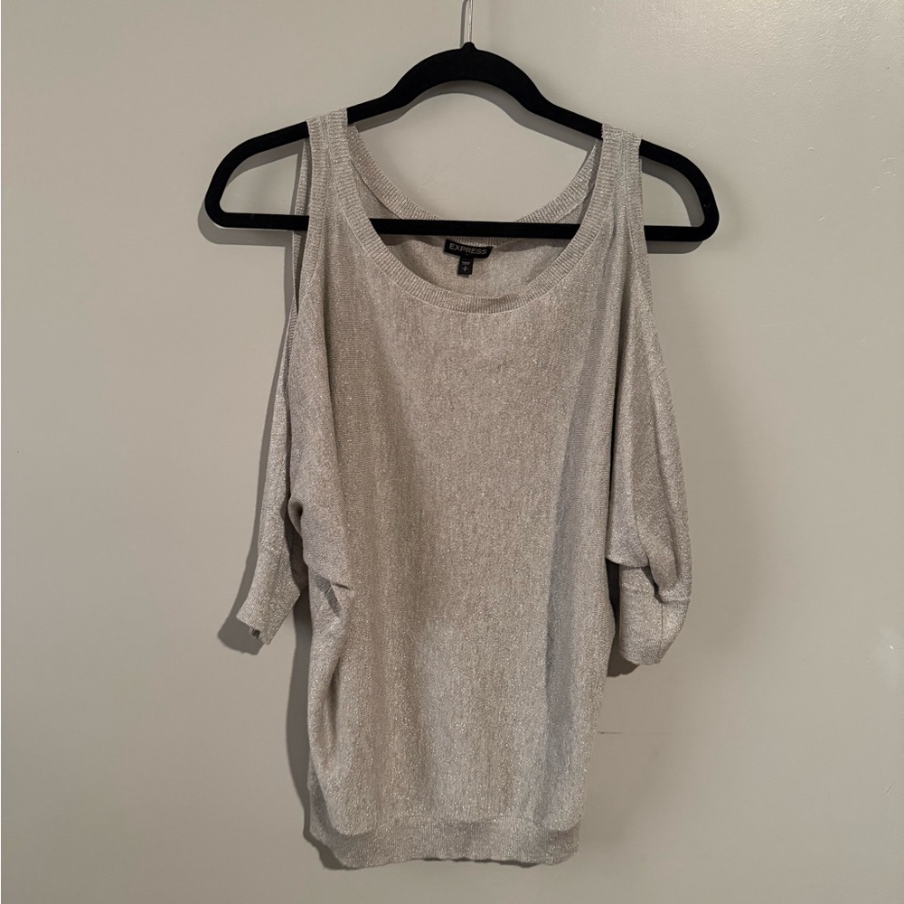 Express Metallic Off-the-Shoulder Sweater